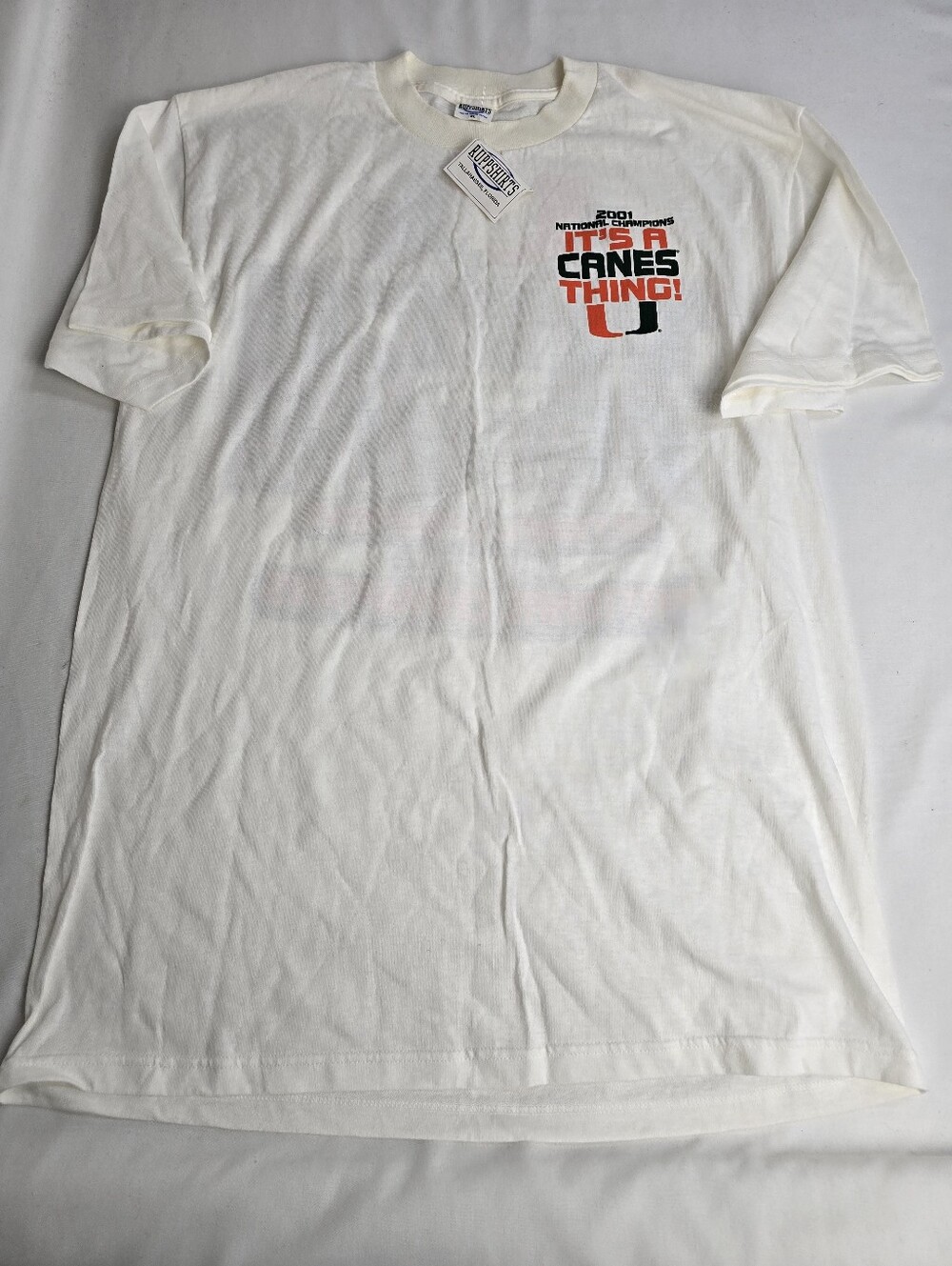 Vintage 2001 University Of Miami Baseball & Football National Champions Tshirt